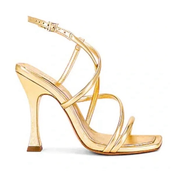 SCHUTZ Shoes - Schutz Lovi Gold Metallic Sandal, Size 7